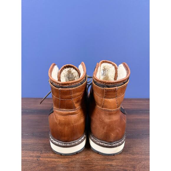 Franco Fortini Blake LaceUp Quilted CapToe Cognac Boots K65792 Vintage Men US 12 main image 5